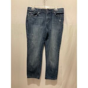 Ann Taylor LOFT Medium Wash Distressed Relaxed Boyfriend Jeans Womens Blue